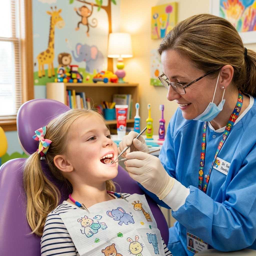Young boy smiling on a dental chair receiving professional braces adjustment